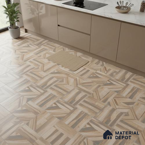 Moroccan Floor & Wall Tile TL 09810  2 ft x 2 ft Brown Vitrified Matte Finish Tile - 9 mm | Ideal for Living Room, Bedroom, Bathroom, Kitchen | Please Expect a Slight Variation of Pattern