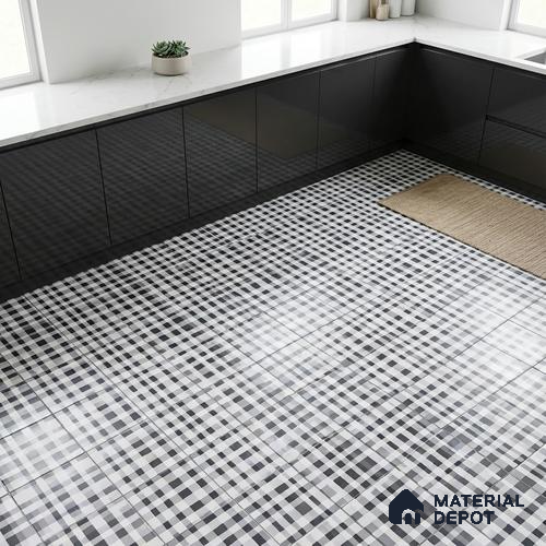 Patterned Floor & Wall Tile TL 09813 B  2 ft x 2 ft White Vitrified Matte Finish Tile - 9 mm | Ideal for Living Room, Bedroom, Bathroom, Kitchen | Please Expect a Slight Variation of Pattern