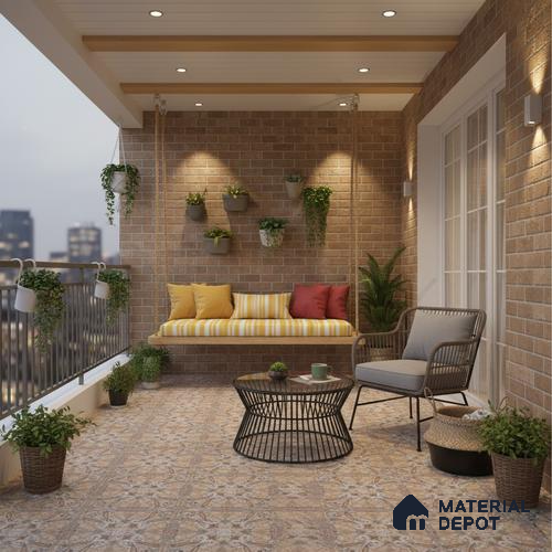 Moroccan Floor & Wall Tile TL 09814  2 ft x 2 ft Brown Vitrified Matte Finish Tile - 9 mm | Ideal for Living Room, Bedroom, Bathroom, Kitchen | Please Expect a Slight Variation of Pattern