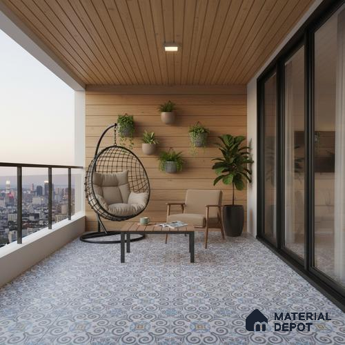 Moroccan Floor & Wall Tile TL 09817 2 ft x 2 ft Blue Vitrified Matte Finish Tile - 9 mm | Ideal for Living Room, Bedroom, Bathroom, Kitchen | Please Expect a Slight Variation of Pattern