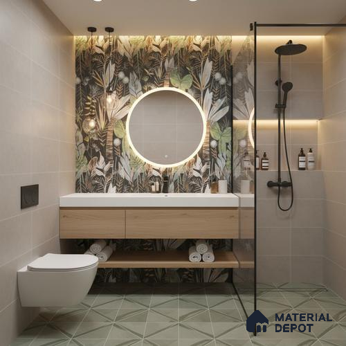 Tropical Wall Tile TL 09916 Black 4 ft x 2 ft Vitrified Matte Finish Tile - 9 mm | Ideal for Living Room, Bedroom, Bathroom, Kitchen