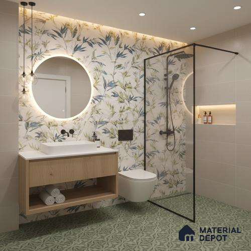Floral Wall Tile TL 09919 White 4 ft x 2 ft Vitrified Matte Finish Tile - 9 mm | Ideal for Living Room, Bedroom, Bathroom, Kitchen