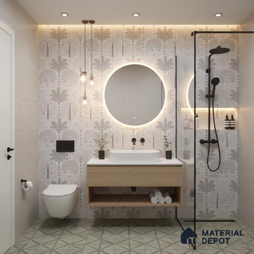 Floral Wall Tile TL 09924 Grey 4 ft x 2 ft Vitrified Matte Finish Tile - 9 mm | Ideal for Living Room, Bedroom, Bathroom, Kitchen