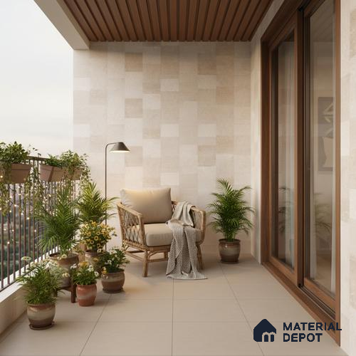 Punch Wall Tile TL 09944 4 ft x 2 ft Cream Vitrified Matte Finish Tile - 9 mm | Ideal for Living Room, Bedroom, Bathroom, Kitchen