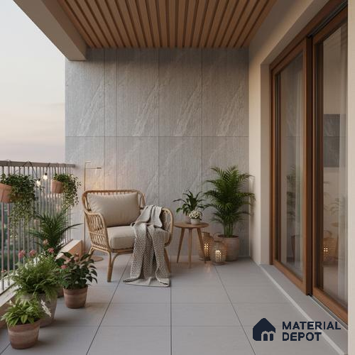 Punch Wall Tile TL 09945 4 ft x 2 ft Grey Vitrified Matte Finish Tile - 9 mm | Ideal for Living Room, Bedroom, Bathroom, Kitchen