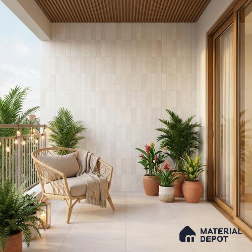 Punch Wall Tile TL 09947 4 ft x 2 ft Cream Vitrified Matte Finish Tile - 9 mm | Ideal for Living Room, Bedroom, Bathroom, Kitchen