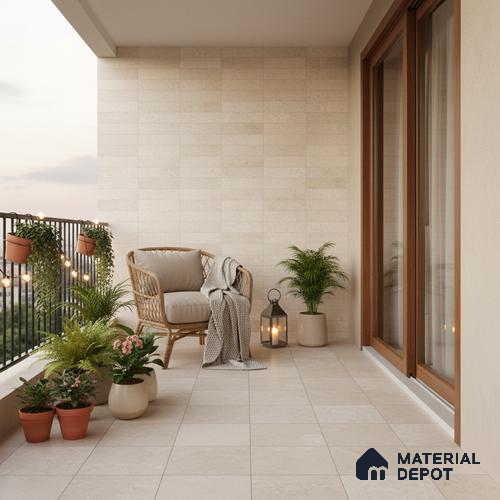 Punch Wall Tile TL 09949 4 ft x 2 ft Cream Vitrified Matte Finish Tile - 9 mm | Ideal for Living Room, Bedroom, Bathroom, Kitchen