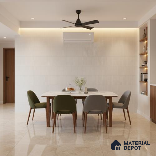 Punch Wall Tile TL 09951 C 4 ft x 2 ft White Vitrified Matte Finish Tile - 9 mm | Ideal for Living Room, Bedroom, Bathroom, Kitchen