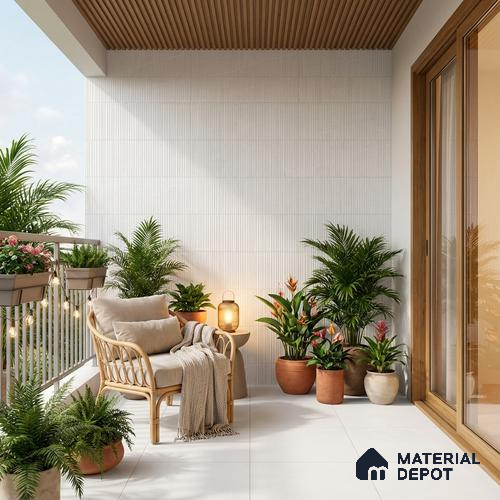 Punch Wall Tile TL 09951 C 4 ft x 2 ft White Vitrified Matte Finish Tile - 9 mm | Ideal for Living Room, Bedroom, Bathroom, Kitchen