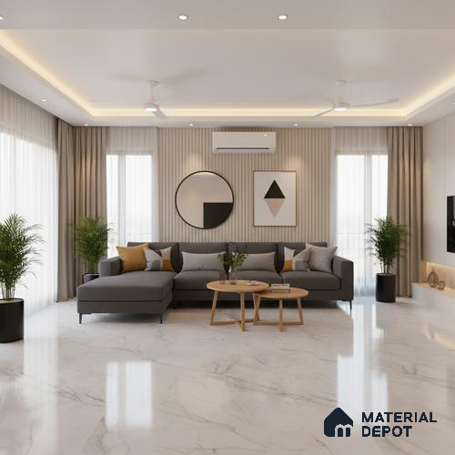TL 09961 Fame white 6 ft x 4 ft Glossy Finish Endless PGVT Vitrified Tile - 15 mm (Random 4) | Adhesive and Spacers Must be Used During Installation