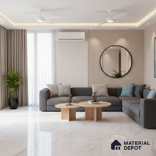 Endless Marble Floor & Wall Tile TL 09961 B Fame white 6 ft x 4 ft Glossy Finish Endless Vitrified Large Format Tile - 9 mm | 3 Random Design | Suitable For Living Room, Bedroom, Bathroom | Adhesive and Spacers Must be Used During Installation