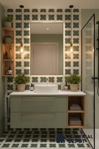 Wall & Floor Tile TL 10032 C | CRV-81 | 1 ft x 1 ft  Finish Ceramic Tile - 10 mm | Suitable for Living Room, Bedroom, Bathroom & Kitchen | Please Expect a Slight Variation of Pattern