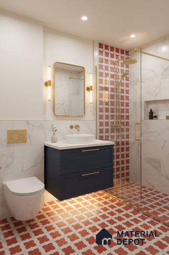 Wall & Floor Tile TL 10032 | CRV-79 | 1 ft x 1 ft  Finish Ceramic Tile - 10 mm | Suitable for Living Room, Bedroom, Bathroom & Kitchen | Please Expect a Slight Variation of Pattern