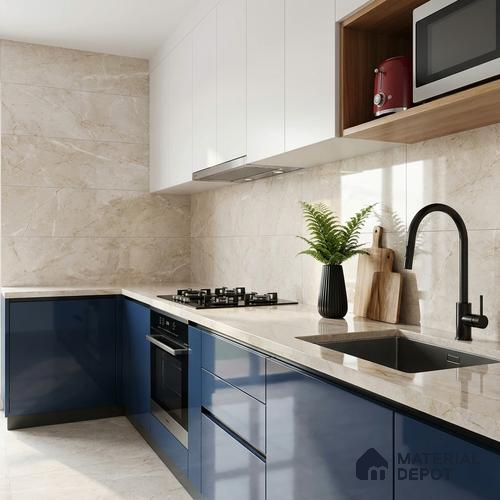 Patterned Floor & Wall Tile TL 10065 Esperda Beige Decor 4 ft x 2 ft Glossy Finish Vitrified Tile - 9 mm |  | Suitable For Living Room, Bedroom, Dining Area