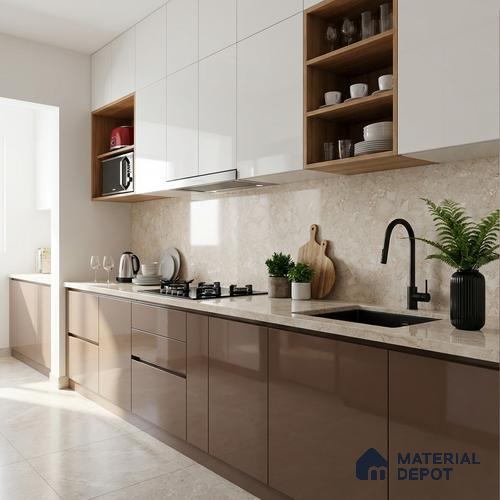 Marble Floor & Wall Tile TL 10065 B Esperda Beige 4 ft x 2 ft Glossy Finish Vitrified Tile - 9 mm |  | Suitable For Living Room, Bedroom, Dining Area