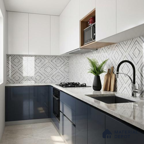 Highlighter Floor & Wall Tile TL 10065 C Esperda Grey Decor 4 ft x 2 ft Glossy Finish Vitrified Tile - 9 mm |  | Suitable For Living Room, Bedroom, Dining Area