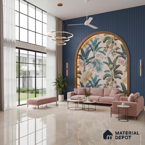 Marble Floor Large Format Tile TL 10077 Chicago Beige 6 ft x 4 ft Glossy Finish Vitrified Colorbody Tile - 15 mm | Suitable for Living Room, Bedroom & Bathroom | Adhesive and Spacers Must be Used During Installation