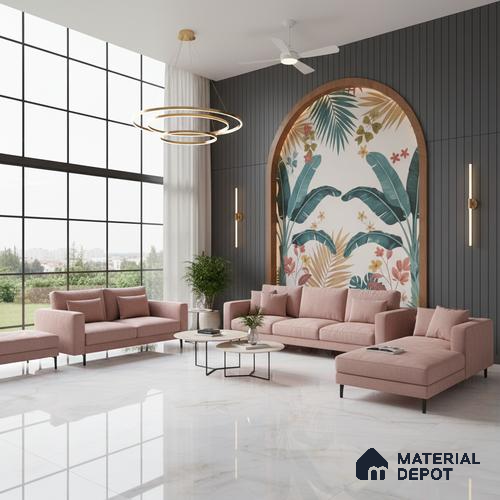 Marble Floor Large Format Tile TL 10081 Norbic Shell 6 ft x 4 ft Glossy Finish Vitrified Colorbody Tile - 15 mm | Suitable for Living Room, Bedroom & Bathroom | Adhesive and Spacers Must be Used During Installation
