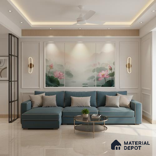 Marble Floor Large Format Tile TL 10084 Revan Marfil 6 ft x 4 ft Glossy Finish Vitrified Colorbody Tile - 15 mm | Suitable for Living Room, Bedroom & Bathroom | Adhesive and Spacers Must be Used During Installation