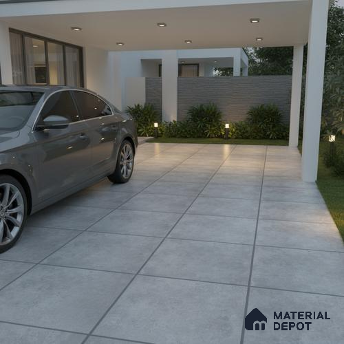 Stone Floor Tile TL 10091 Modulo Gris | 16 x 16 inch - 12 mm thick | Vitrified Anti Skid Matte Finish Heavy Duty Parking Tile | Ideal For Outdoor, High Traffic Areas, Terrace | Pattern Alignment May Vary | 2-3 mm Spacer is Mandatory