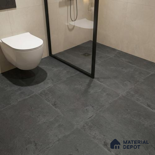 Stone Floor Tile TL 10092 Modulo Dark | 16 x 16 inch - 12 mm thick | Vitrified Anti Skid Matte Finish Heavy Duty Parking Tile | Ideal For Outdoor, High Traffic Areas, Terrace | Pattern Alignment May Vary | 2-3 mm Spacer is Mandatory