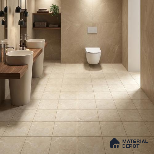 Stone Floor Tile TL 10094 C Modulo Beige 8 x 8 inch Matte Finish Vitrified Anti Skid Tile - 12 mm | Suitable For Balcony, Patio, Outdoor