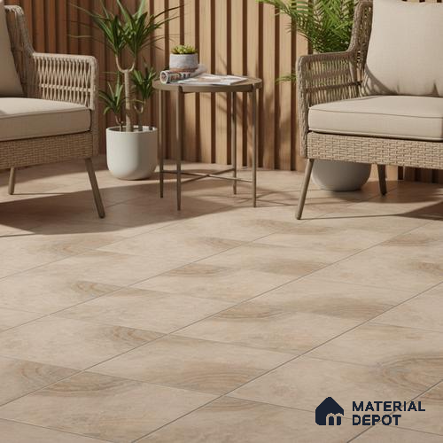 Stone Floor Tile TL 10096 Modulo Bizero | 16 x 16 inch - 12 mm thick | Vitrified Anti Skid Matte Finish Heavy Duty Parking Tile | Ideal For Outdoor, High Traffic Areas, Terrace | Pattern Alignment May Vary | 2-3 mm Spacer is Mandatory