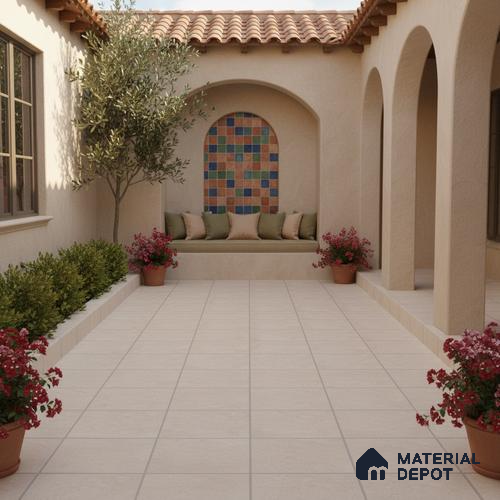 Stone Floor Tile TL 10099 Rust Natural | 16 x 16 inch - 12 mm thick | Vitrified Anti Skid Matte Finish Heavy Duty Parking Tile | Ideal For Outdoor, High Traffic Areas, Terrace | Pattern Alignment May Vary | 2-3 mm Spacer is Mandatory