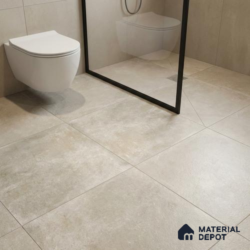 Stone Floor Tile TL 10100 Siena Beige | 16 x 16 inch - 12 mm thick | Vitrified Anti Skid Matte Finish Heavy Duty Parking Tile | Ideal For Outdoor, High Traffic Areas, Terrace | Pattern Alignment May Vary | 2-3 mm Spacer is Mandatory