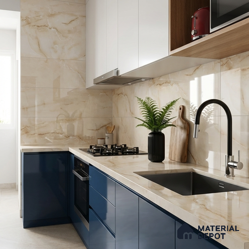 Floor & Wall Tile TL 10111 Marty Onyx 4 ft x 2 ft PGVT Vitrified Glossy Finish - 9 mm  Suitable For Living Room, Bedroom, Bathroom, Kitchen