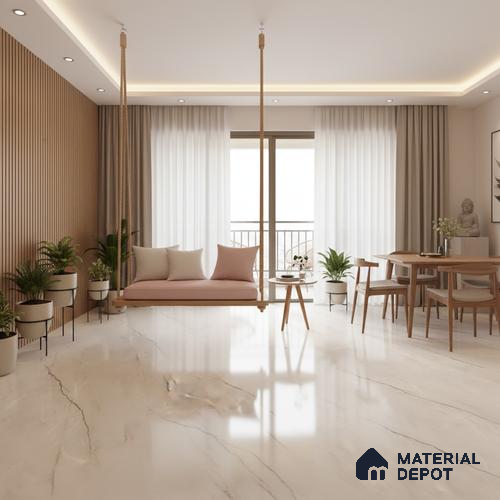TL 10134 Fame Crema 6 ft x 4 ft Glossy Finish PGVT Vitrified Tile - 9 mm | Adhesive and Spacers Must be Used During Installation