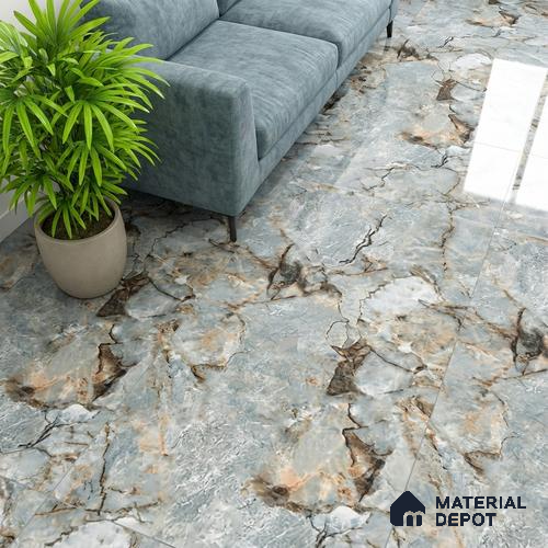 Marble Floor & Wall Tile TL 10148 Harmony Green Endless 4 ft x 2 ft Glossy Finish Vitrified Tile - 9 mm | Suitable For living Room, Bedroom, Bathroom