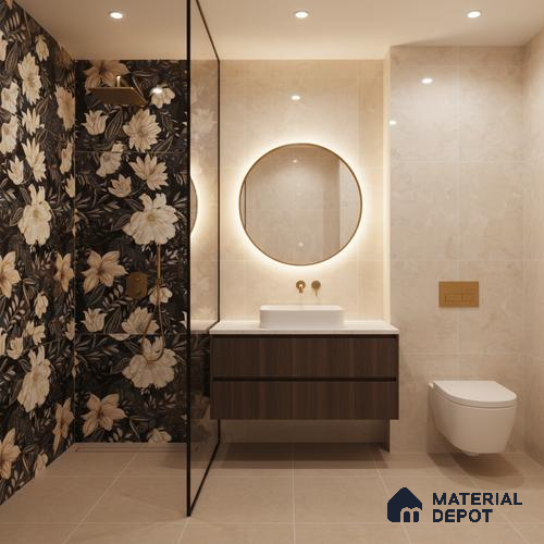 Floral Wall Tile TL 10149 | Super High Gloss Finish Vitrified Tile - 9 mm | Suitable For Kitchen, Bathroom, Bedroom & Office