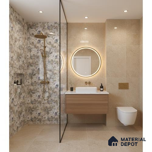 Floral Wall Tile TL 10150 Mural Art Verde 4 ft x 2 ft Vitrified Glossy Finish Tile - 9 mm | Suitable For Kitchen, Bathroom Walls and Backsplashes