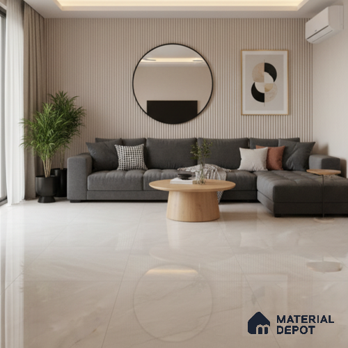 TL 10153 Oracle Crema Endless 6 ft x 4 ft Glossy Finish PGVT Vitrified Tile - 15 mm | Adhesive and Spacers Must be Used During Installation