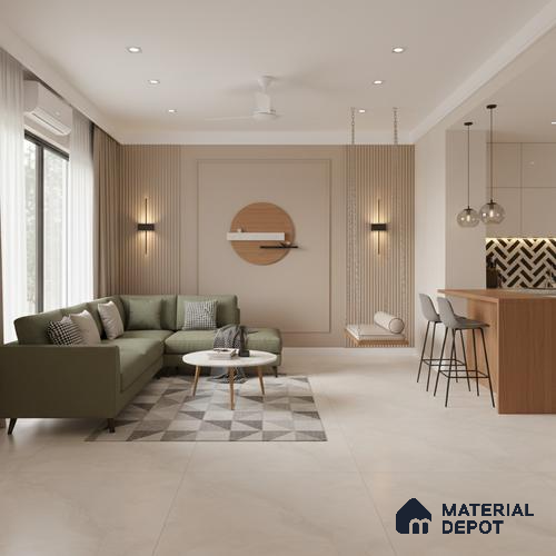 TL 10153 C Oracle Crema Endless 6 ft x 4 ft Satin Finish GVT Vitrified Tile - 9 mm | Adhesive and Spacers Must be Used During Installation