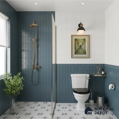 TL 10162 B Quimper Aqua HL 24 x 12 inch Glossy Finish Ceramic Tile - 9 mm | Please Expect a Slight Variation of Pattern