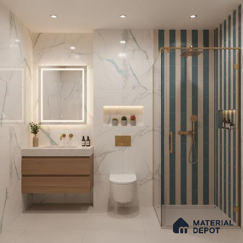 TL 10162 C Quimper Aqua Mix HL 24 x 12 inch Glossy Finish Ceramic Tile - 9 mm | Please Expect a Slight Variation of Pattern