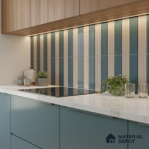 TL 10162 C Quimper Aqua Mix HL 24 x 12 inch Glossy Finish  Ceramic Tile - 9 mm | Please Expect a Slight Variation of Pattern