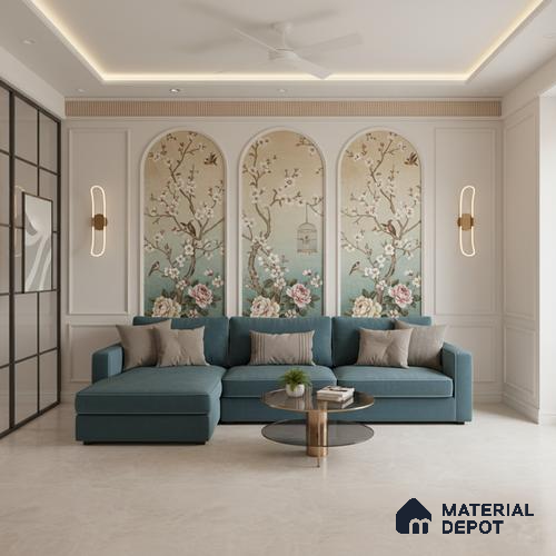 Marble Floor & Wall Tile TL 10180 SGH Aurora Pearl Taj 6 ft x 4 ft Matte Finish Vitrified Tile - 9 mm | Suitable For living Room, Bedroom, Bathroom | Adhesive and Spacers Must be Used During Installation