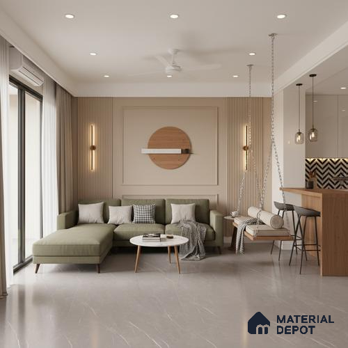 Marble Floor & Wall Large Format Tile TL 10188 Pietra Grey 6 ft x 4 ft Satin Finish Vitrified Tile - 9 mm | Suitable for Living Room, Bedroom & Bathroom | Adhesive and Spacers Must be Used During Installation