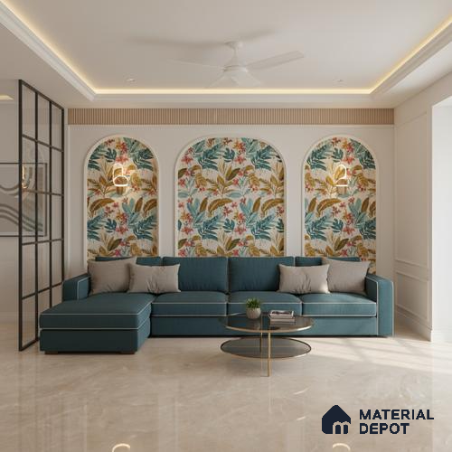 Marble Floor & Wall Tile TL 10196 SHG Magnum Crema 6 ft x 4 ft Glossy Finish Vitrified Tile - 9 mm | Suitable For living Room, Bedroom, Bathroom | Adhesive and Spacers Must be Used During Installation