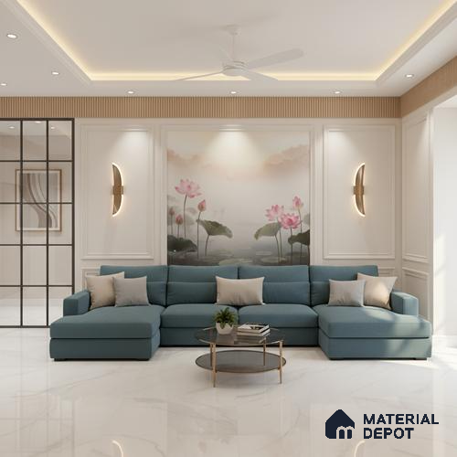 Large Format Marble Floor & Wall Tile TL 10202 Angel White Glossy Finish Vitrified Tile - 9 mm | Suitable for Kitchen, Bathroom, Bedroom & Office | Adhesive and Spacers Must be Used During Installation