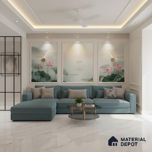 TL 10203 Marble Look Floor & Wall Tile Retro White 6 ft x 4 ft Glossy Finish Vitrified Tile - 9 mm | Adhesive and Spacers Must be Used During Installation