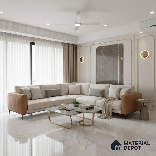 Marble Floor & Wall Large Format Tile TL 10210 Carara Pearl 6 ft x 4 ft Glossy Finish Vitrified Tile - 9 mm | Suitable for Living Room, Bedroom & Bathroom | Adhesive and Spacers Must be Used During Installation