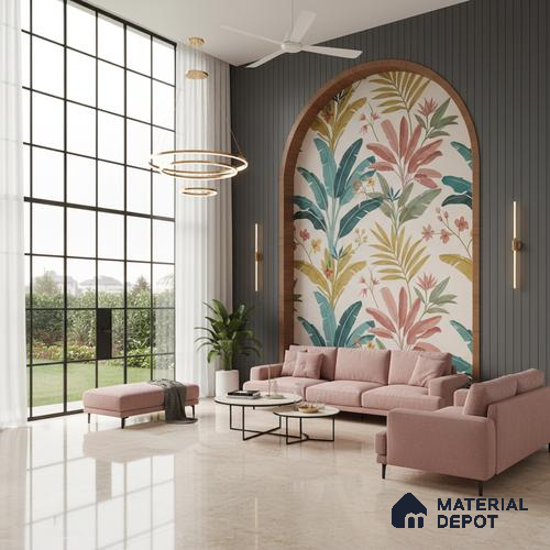 Marble Floor Large Format Tile TL 10215 Byttora Tan 6 ft x 4 ft Glossy Finish Vitrified Colorbody Tile - 15 mm | Suitable for Living Room, Bedroom & Bathroom | Adhesive and Spacers Must be Used During Installation