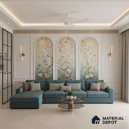 Large Format Marble Floor & Wall Tile TL 10253 Silica Biscuit Carving Matte Finish Vitrified Tile - 9 mm | Suitable for Kitchen, Bathroom, Bedroom & Office | Adhesive and Spacers Must be Used During Installation
