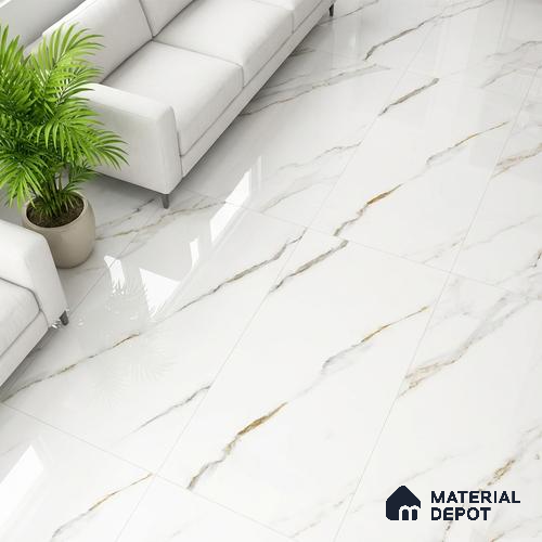Marble Tile TL 10272 Statuario Redous 4 ft x 2 ft Vitrified Glossy Finish - 9 mm