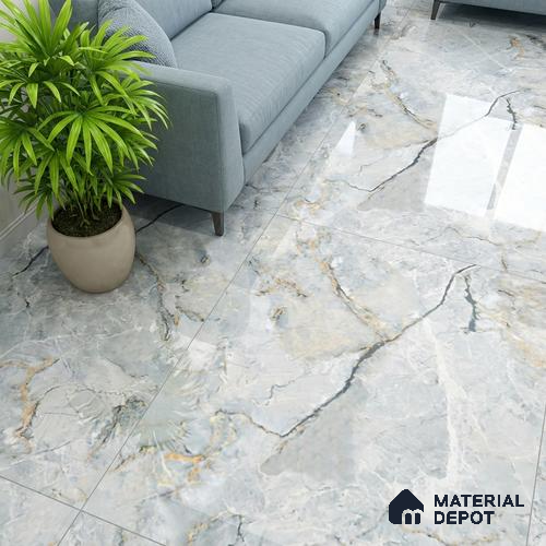 Marble Floor & Wall Tile TL 10299 SGH Florian Blue Endless 4 ft x 2 ft Glossy Finish Vitrified Tile - 9 mm | Suitable For living Room, Bedroom, Bathroom
