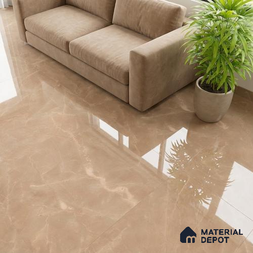 Marble Floor & Wall Tile TL 10301 C Desert Brown 4 ft x 2 ft Glossy Finish Vitrified Tile - 9 mm | 4 Random Design | Suitable For Living Room, Bedroom, Dining Area
